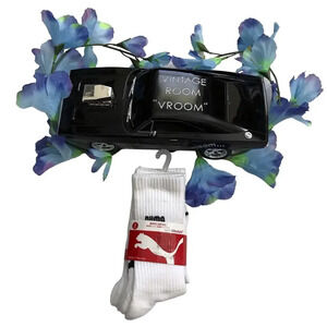 Puma NWT 3 Pairs White Crew Socks Boys 6-7.5